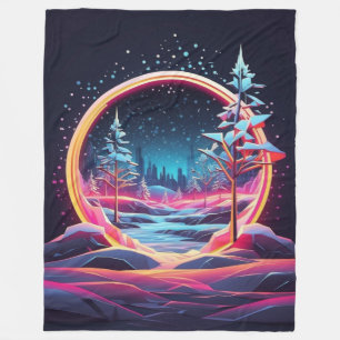 Neon winter wonderland fleece blanket