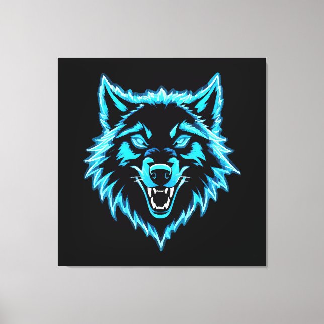 Neon Wolf Canvas Print (Front)