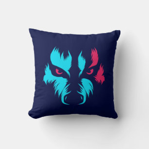 Neon Wolf Face Cushion