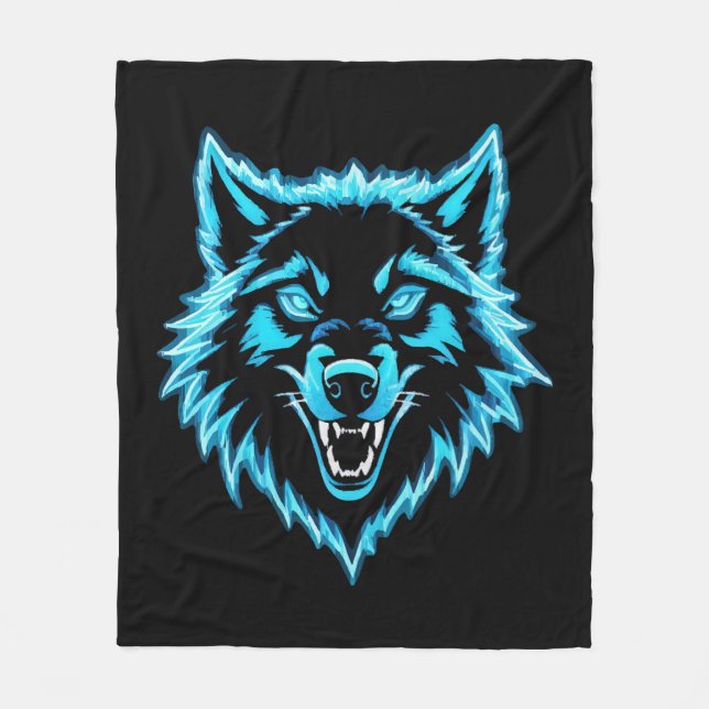 Neon Wolf Fleece Blanket (Front)