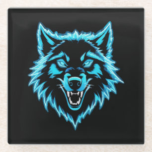 Neon Wolf Glass Coaster