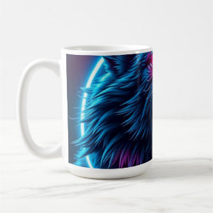 Neon Wolf Horror Glowing Eyes Dark Fantasy Animal  Coffee Mug