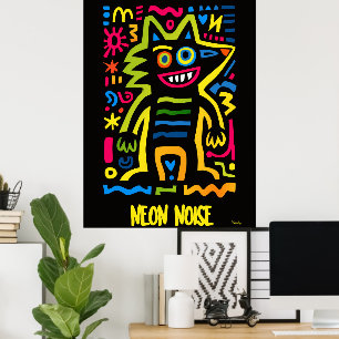 Neon Wolf Poster – Pop Art Halloween Design