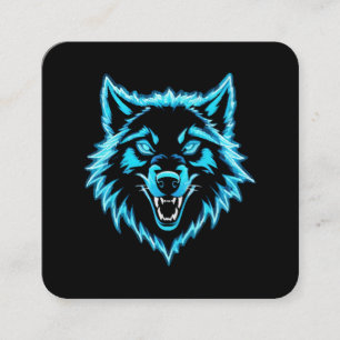 Neon Wolf Square Business Card