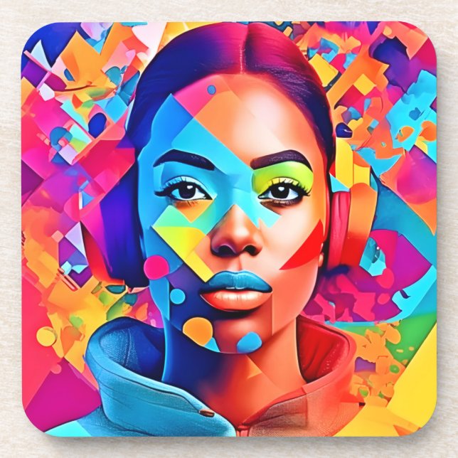 Neon Woman Dreams Digital Art  Coaster (Front)