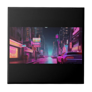 Neon wonderland  future city tile