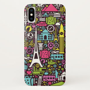 Neon World Icons Pattern iPhone X Case