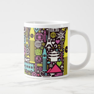 Neon World Icons Pattern Large Coffee Mug