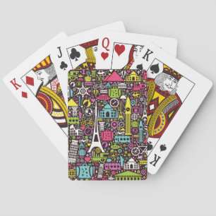 Neon World Icons Pattern Playing Cards