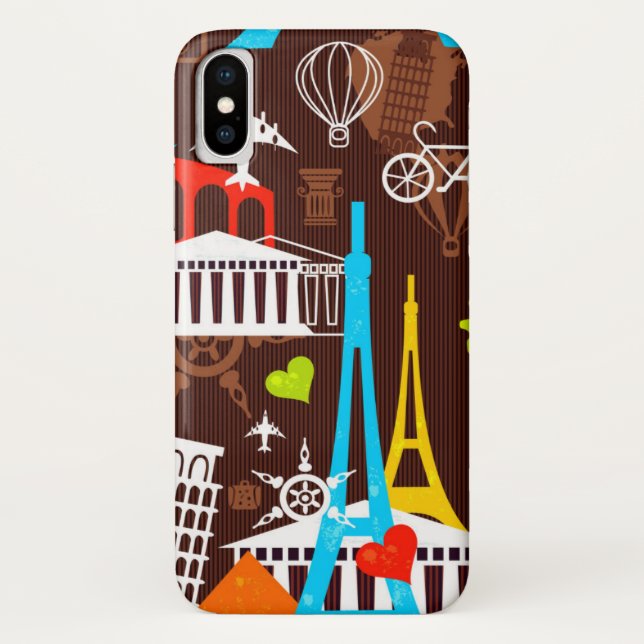 Neon World Travel Pattern Case-Mate iPhone Case (Back)