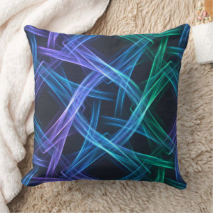 Neon Woven Light Ribbons Abstract Fusion Design Cushion