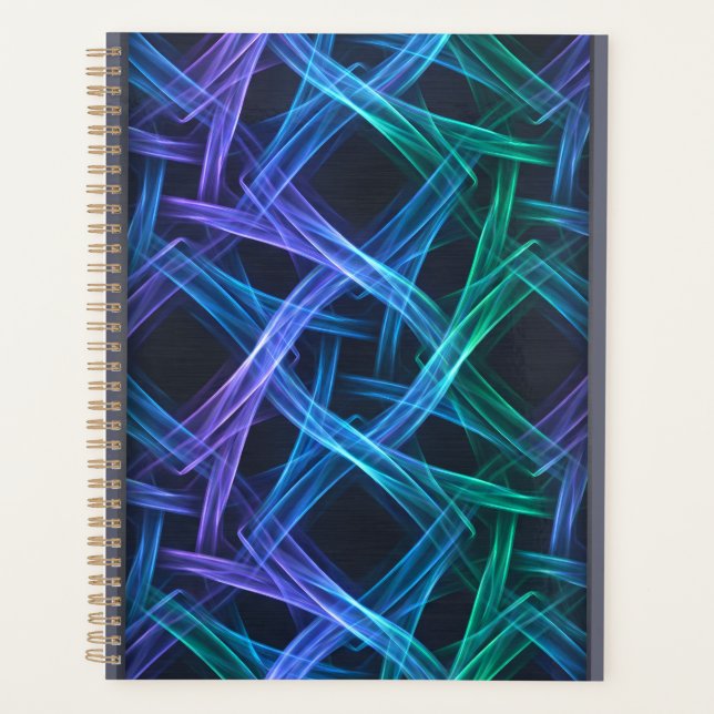 Neon Woven Light Ribbons Abstract Fusion  Planner (Front)