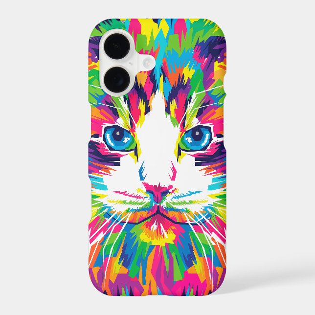 Neon WPAP Cat iPhone Case – Bold & Playful (Back)