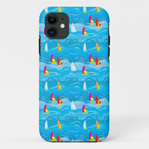 Neon Yacht Pattern iPhone 11 Case