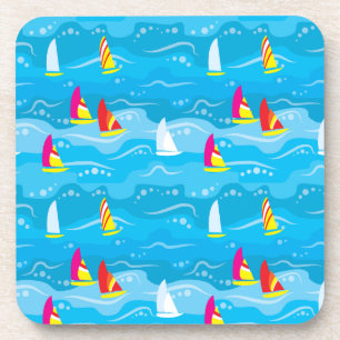 Neon Yacht Pattern Coaster