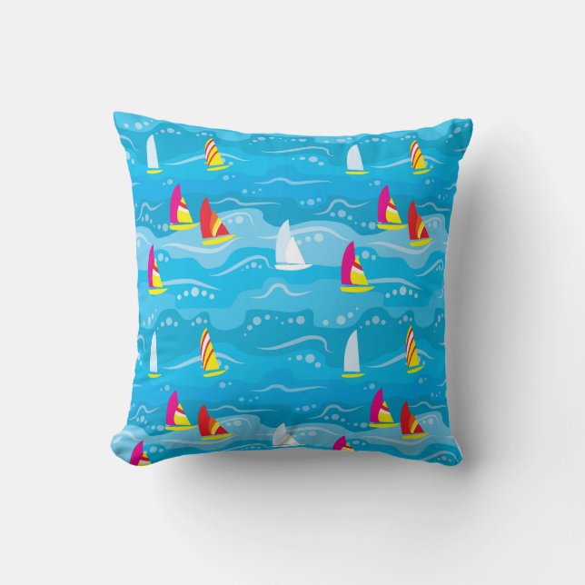 Neon Yacht Pattern Cushion (Front)