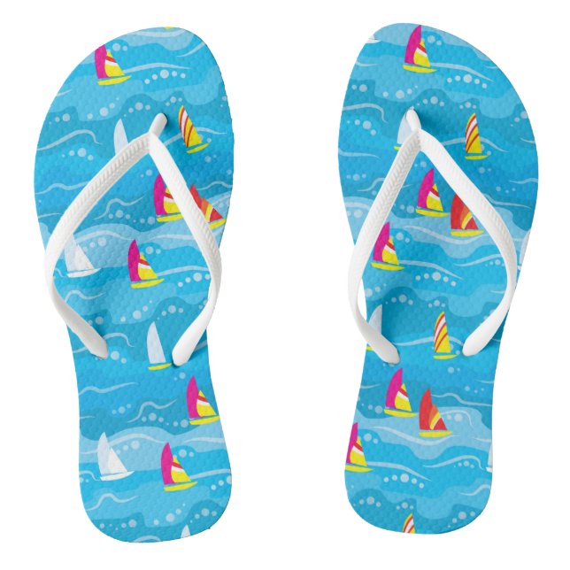 Neon Yacht Pattern Flip Flops (Footbed)