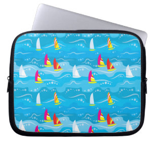 Neon Yacht Pattern Laptop Sleeve