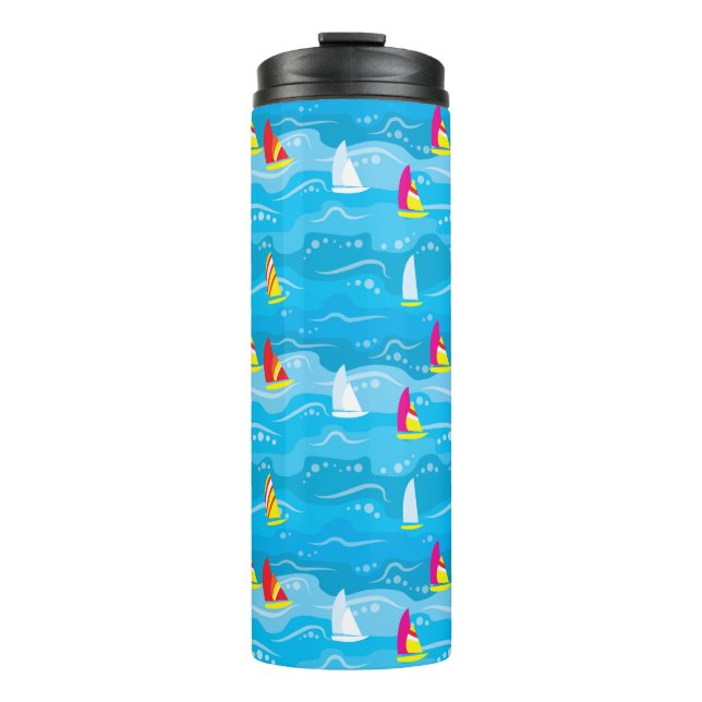 Neon Yacht Pattern Thermal Tumbler (Front)