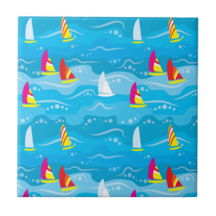 Neon Yacht Pattern Tile
