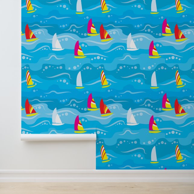 Neon Yacht Pattern Wallpaper (Application)