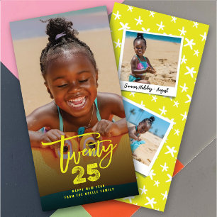 Neon Yellow 2025 Brushed Mix Typography New Year Holiday Card