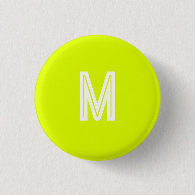 neon yellow - add monogram   3 cm round badge (Front)