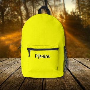 Neon Yellow and Black 3D Personalised Name Printed Backpack