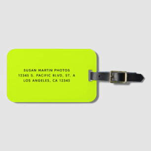 Neon Yellow and Black Modern Minimalist Luggage Tag