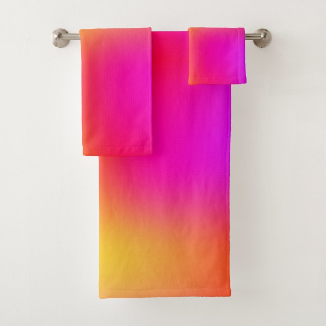 Neon Yellow and Pink Bath Towel Set (Insitu)