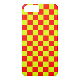 Neon Yellow and Red Chequered Chequerboard Vintage Case-Mate iPhone Case