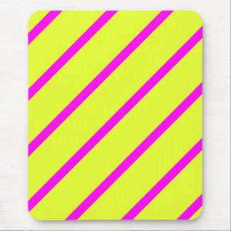 Neon yellow and vivid pink stripes mouse mat