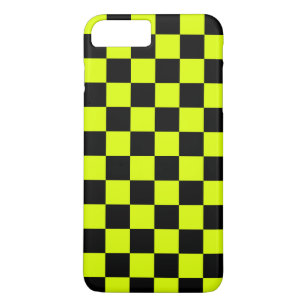 Neon Yellow Black Chequered Chequerboard Vintage Case-Mate iPhone Case