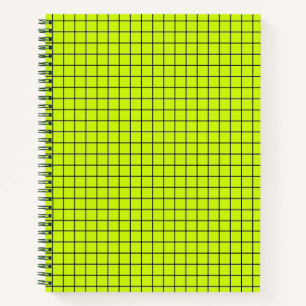 Neon Yellow Black Grid College ruled Notebook