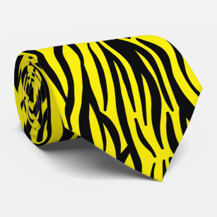 Neon Yellow Black Zebra Stripes Colourful Patterns Tie