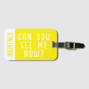Neon Yellow Custom Name Modern Bold Funny Luggage Tag