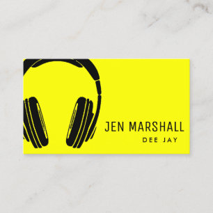 neon yellow dj business card