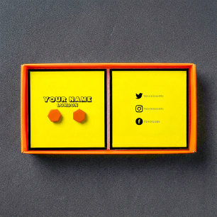 Neon yellow earring, social media display card.