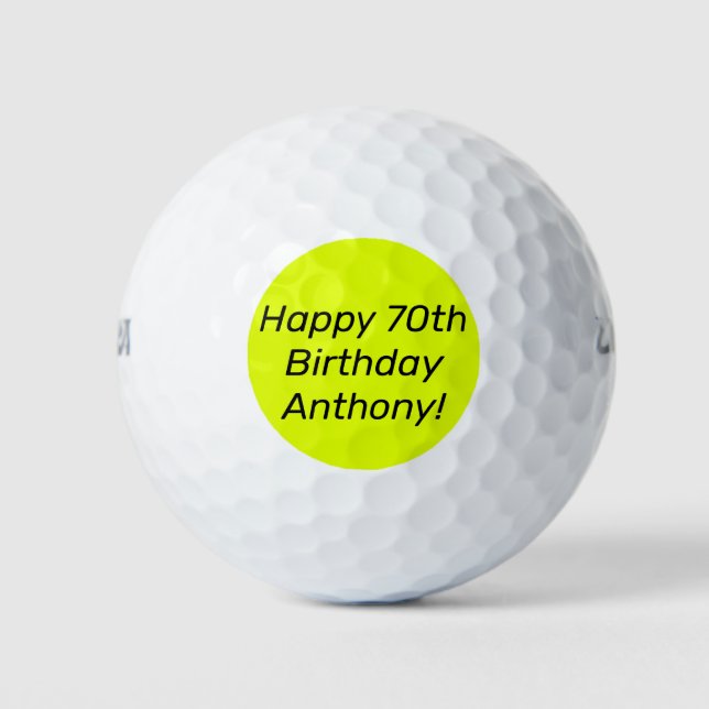 Neon Yellow Elegant 70th Birthday Colour Dad Brigh Golf Balls (Front)