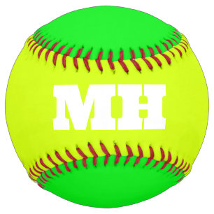 Neon Yellow Elegant Initial Colour Monogram Bright Softball