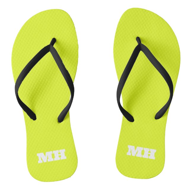 Neon Yellow Elegant Minimalist Colour Plain Bright Flip Flops (Footbed)