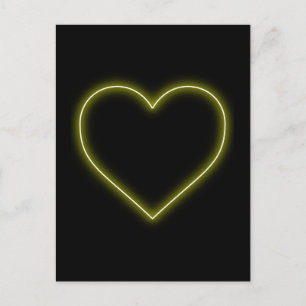 Neon Yellow Heart - Love Valentines Holiday Postcard