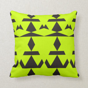 Neon Yellow Minimal Tribal Cushion
