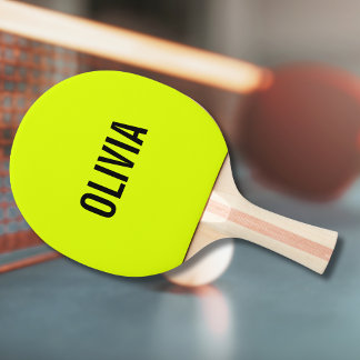 Neon Yellow Modern Name | Trendy Minimalist Ping Pong Paddle