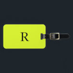 Neon Yellow Monogram Name Initial Cool Gift Favour Luggage Tag<br><div class="desc">Monogrammed initial and also personal details like name,  address,  phone number and email all of which you can edit. Designed with attractive solid neon yellow colour background,  you can change the colour if you wish. Cool travel gift idea for him or her.</div>
