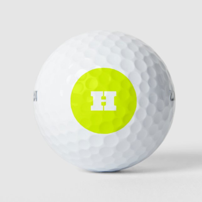 Neon Yellow Monogrammed Trendy Golfer Bright Golf Balls (Front)