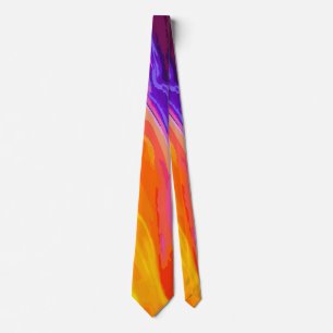 Neon Yellow Orange Blue Abstract Electric Modern Tie