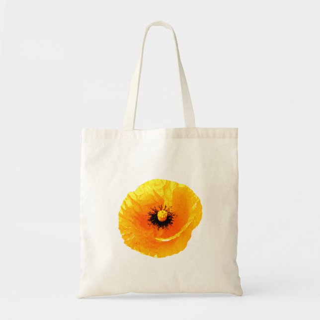 Neon Yellow Orange  Poppy Abstract Floral Weddings Tote Bag (Front)