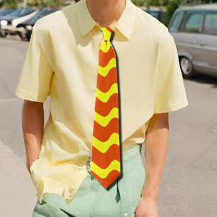 neon yellow & orange  retro waves tie