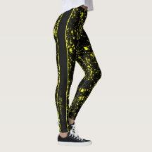 Neon Yellow Paint Splatter Monogram Retro